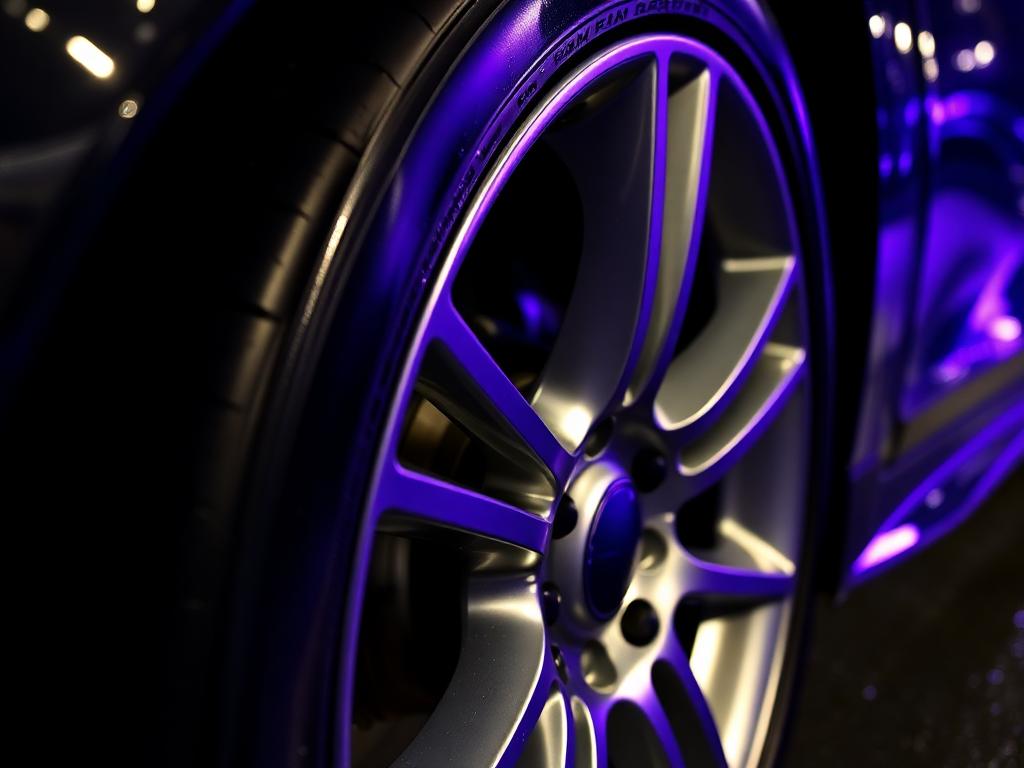 Polished alloy wheel and dressed tire after a Midnight Gloss detail